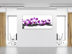 Glasdekor Obraz skleněný květy fialová orchidej a kámen - Rozměry-obdélník: 52 x 60 cm