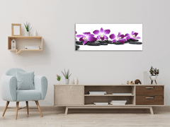 Glasdekor Obraz skleněný květy fialová orchidej a kámen - Rozměry-obdélník: 52 x 60 cm