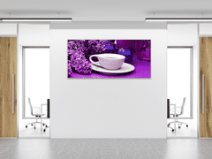 Glasdekor Obraz skleněný šeřík a hrnek s čajem - Rozměry-obdélník: 60 x 90 cm