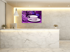 Glasdekor Obraz skleněný šeřík a hrnek s čajem - Rozměry-obdélník: 60 x 90 cm