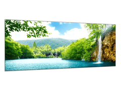 Glasdekor Obraz skleněný vodopád a jezero - Rozměry-obdélník: 60 x 80 cm