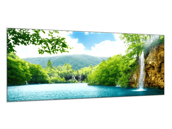 Glasdekor Obraz skleněný vodopád a jezero