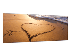 Glasdekor Obraz skleněný srdce v písku - Rozměry-obdélník: 55 x 110 cm