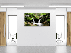 Glasdekor Obraz skleněný tekoucí řeka v lese mezi kameny - Rozměry-obdélník: 30 x 60 cm