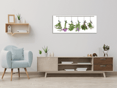 Glasdekor Obraz skleněný byliny zavěšené k sušení na tyči - Rozměry-obdélník: 52 x 60 cm