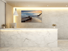 Glasdekor Obraz skleněný východ slunce na pláži - Rozměry-obdélník: 70 x 90 cm