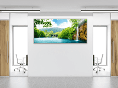 Glasdekor Obraz skleněný vodopád a jezero - Rozměry-obdélník: 60 x 80 cm