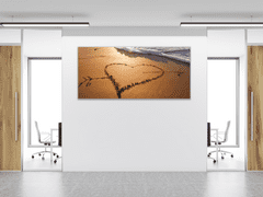 Glasdekor Obraz skleněný srdce v písku - Rozměry-obdélník: 55 x 110 cm