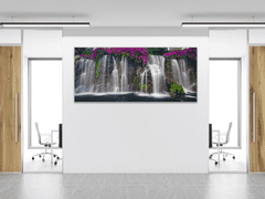 Glasdekor Obraz skleněný vodopády a rozkvetlé květy - Rozměry-obdélník: 60 x 100 cm