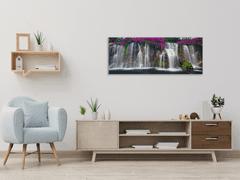 Glasdekor Obraz skleněný vodopády a rozkvetlé květy - Rozměry-obdélník: 60 x 100 cm