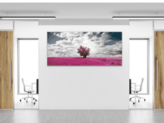 Glasdekor Obraz skleněný strom v levandulovém poli - Rozměry-obdélník: 70 x 90 cm