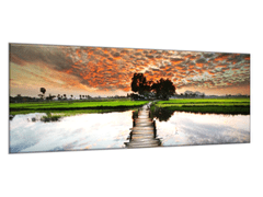 Glasdekor Obraz skleněný tropická řeka v západu slunce - Rozměry-obdélník: 70 x 90 cm