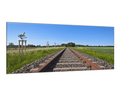 Glasdekor Obraz skleněný železniční trať mezi poli - Rozměry-obdélník: 80 x 90 cm