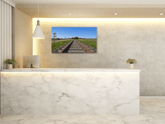 Glasdekor Obraz skleněný železniční trať mezi poli - Rozměry-obdélník: 80 x 90 cm