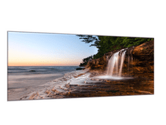Glasdekor Obraz skleněný vodopád u moře - Rozměry-obdélník: 30 x 60 cm