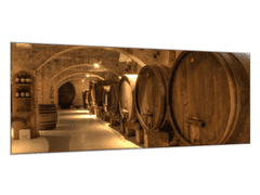 Glasdekor Obraz skleněný sudy vína ve sklepě - Rozměry-obdélník: 60 x 70 cm