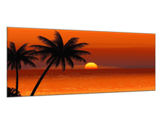 Glasdekor Obraz skleněný tropický západ slunce na pláži - Rozměry-obdélník: 34 x 72 cm
