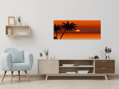 Glasdekor Obraz skleněný tropický západ slunce na pláži - Rozměry-obdélník: 34 x 72 cm