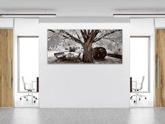 Glasdekor Obraz skleněný zimní strom a sud vína - Rozměry-obdélník: 60 x 70 cm