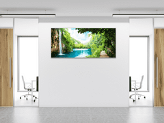 Glasdekor Obraz na skle vodopád v hlubokém lese - Rozměry-obdélník: 70 x 80 cm