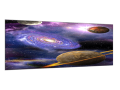 Glasdekor Obraz skleněný galaxie a planety - Rozměry-obdélník: 65 x 90 cm