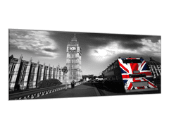 Glasdekor Obraz skleněný Big Ben s městským autobusem - Rozměry-obdélník: 30 x 60 cm