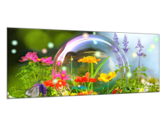 Glasdekor Obraz skleněný rozkvetlá louka v bublině - Rozměry-obdélník: 60 x 120 cm