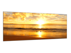 Glasdekor Obraz skleněný zlatý západ slunce nad mořem - Rozměry-obdélník: 50 x 100 cm