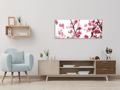 Glasdekor Obraz skleněný růžové květy švestky - Rozměry-obdélník: 60 x 80 cm