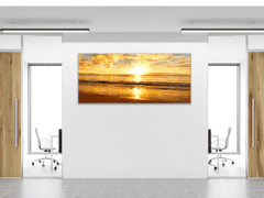 Glasdekor Obraz skleněný zlatý západ slunce nad mořem - Rozměry-obdélník: 50 x 100 cm