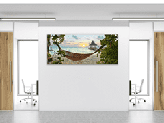 Glasdekor Obraz skleněný západ slunce a houpací síť - Rozměry-obdélník: 60 x 80 cm
