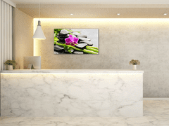 Glasdekor Obraz skleněný růžová orchidej, bambus, kameny - Rozměry-obdélník: 60 x 120 cm