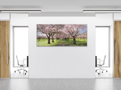 Glasdekor Obraz skleněný sad rozkvetlých stromů - Rozměry-obdélník: 50 x 100 cm