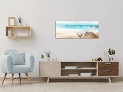 Glasdekor Obraz skleněný vzkaz v lahvi na písečné pláži - Rozměry-obdélník: 60 x 70 cm