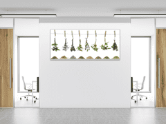 Glasdekor Obraz do kuchyně čerstvé bylinky visí na laně - Rozměry-obdélník: 70 x 90 cm
