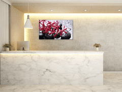 Glasdekor Obraz skleněný červený květ a černé kameny - Rozměry-obdélník: 60 x 90 cm