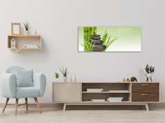 Glasdekor Obraz skleněný bambus s trávou a kameny - Rozměry-obdélník: 80 x 90 cm