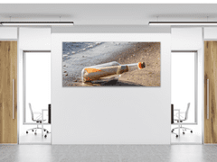 Glasdekor Obraz skleněný vzkaz v lahvi na pláži - Rozměry-obdélník: 52 x 60 cm