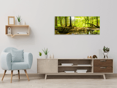 Glasdekor Obraz skleněný zelený les a potok - Rozměry-obdélník: 70 x 100 cm