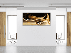 Glasdekor Obraz skleněný zlatá vlna na hnědém - Rozměry-obdélník: 70 x 90 cm