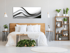 Glasdekor Obraz skleněný abstrakt jemně černobílá vlna - Rozměry-obdélník: 65 x 110 cm