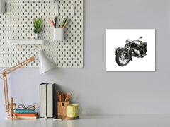 Glasdekor Skleněný obraz stará černá motorka veterán - Rozměry-čtverec: 80 x 80 cm