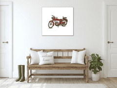 Glasdekor Skleněný obraz stará červená motorka veterán - Rozměry-čtverec: 40 x 40 cm