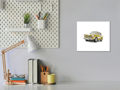 Glasdekor Skleněný obraz auto zelený Trabant - Rozměry-čtverec: 40 x 40 cm