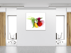 Glasdekor Obraz skleněný čtvercový květy tulipánů na bílém podkladu - Rozměry-čtverec: 60 x 60 cm