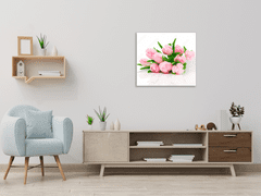 Glasdekor Obraz skleněný čtvercový kytice růžových tulipánů - Rozměry-čtverec: 40 x 40 cm