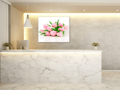 Glasdekor Obraz skleněný čtvercový kytice růžových tulipánů - Rozměry-čtverec: 40 x 40 cm