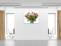 Glasdekor Obraz skleněný čtvercový kytice růží a tulipánů - Rozměry-čtverec: 70 x 70 cm