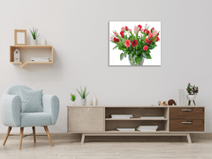 Glasdekor Obraz skleněný čtvercový kytice růží a tulipánů - Rozměry-čtverec: 70 x 70 cm