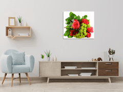 Glasdekor Obraz skleněný čtvercový kytice červených růží a listí - Rozměry-čtverec: 65 x 65 cm